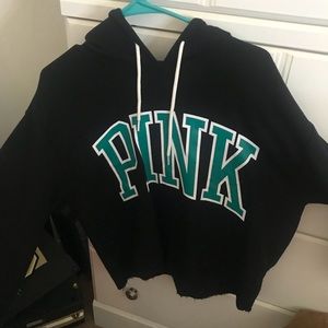 pink crop hoodie